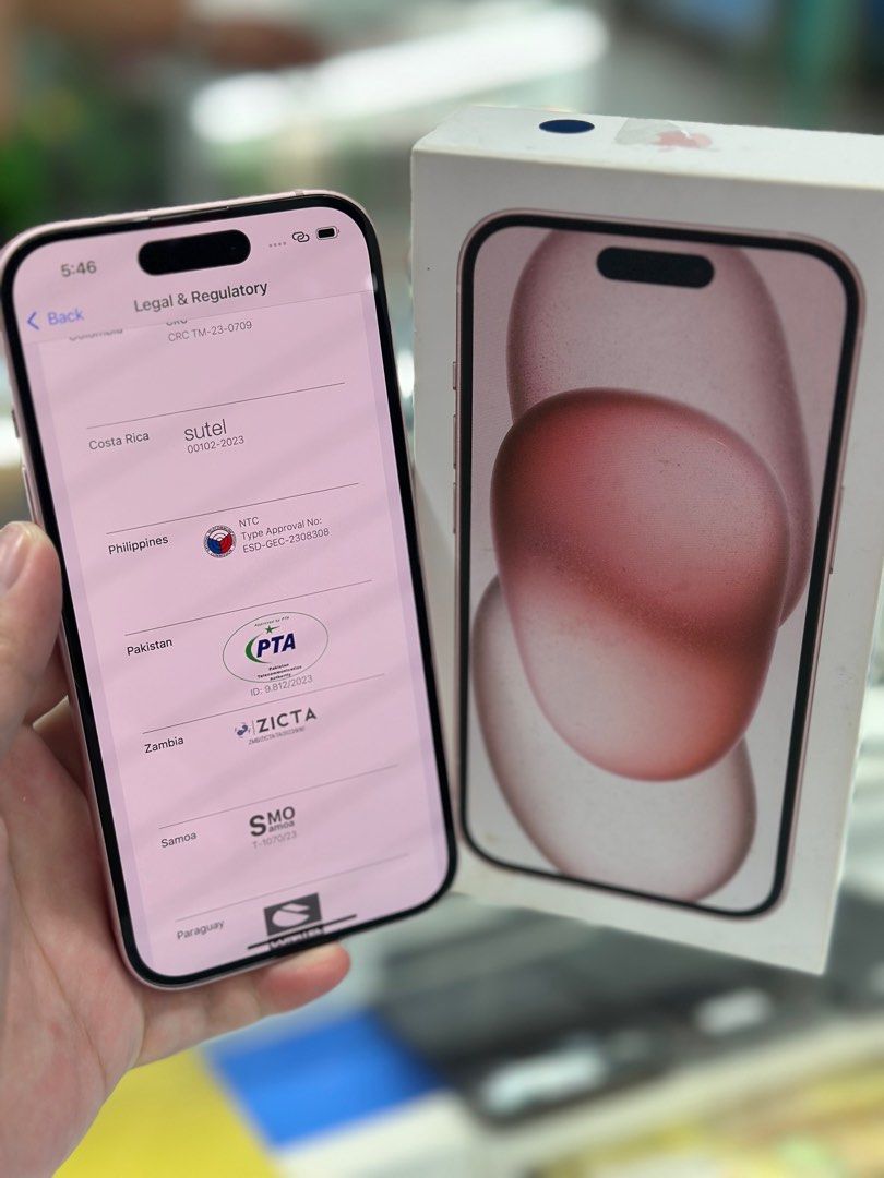 iphone 15 128gb factory unlock (Category: iPhone 15 Series) located in San Juan City. Submitted by jalailahmamosaca (Listing ID 1378864396, Image 2). Description: iphone 15 128gb openline pink no issue no dents with same imei box inclusion case tempered underwarranty until nov 29 2025 Open for COD/COP + SF Manila area (sameday delivery) Province area (via LBC) required DP to avoid cancellations Physical store: Greenhills Shopping Center, 2ndfloor