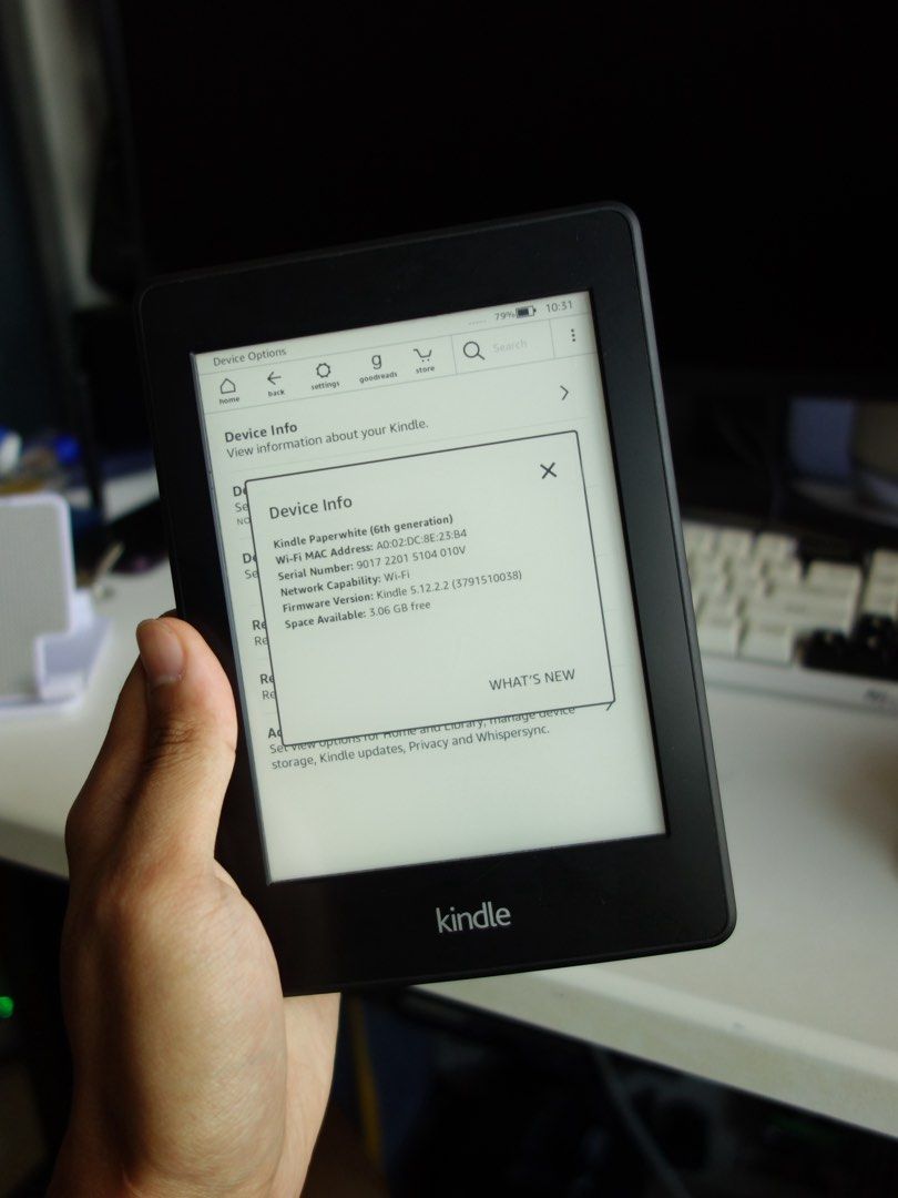 Kindle Paperwhite (6th Gen) (Category: E-Readers) located in Singapore. Submitted by drivoq (Listing ID 1378829781, Image 3). Description: Hey! Selling a used Paperwhite 6th Gen. Internal parts are new - replaced battery and board. Outershell is old. Bought to read, but never picked up the hobby sadly. Letting this go to someone who will use it. Just the Kindle, letting go at $65.