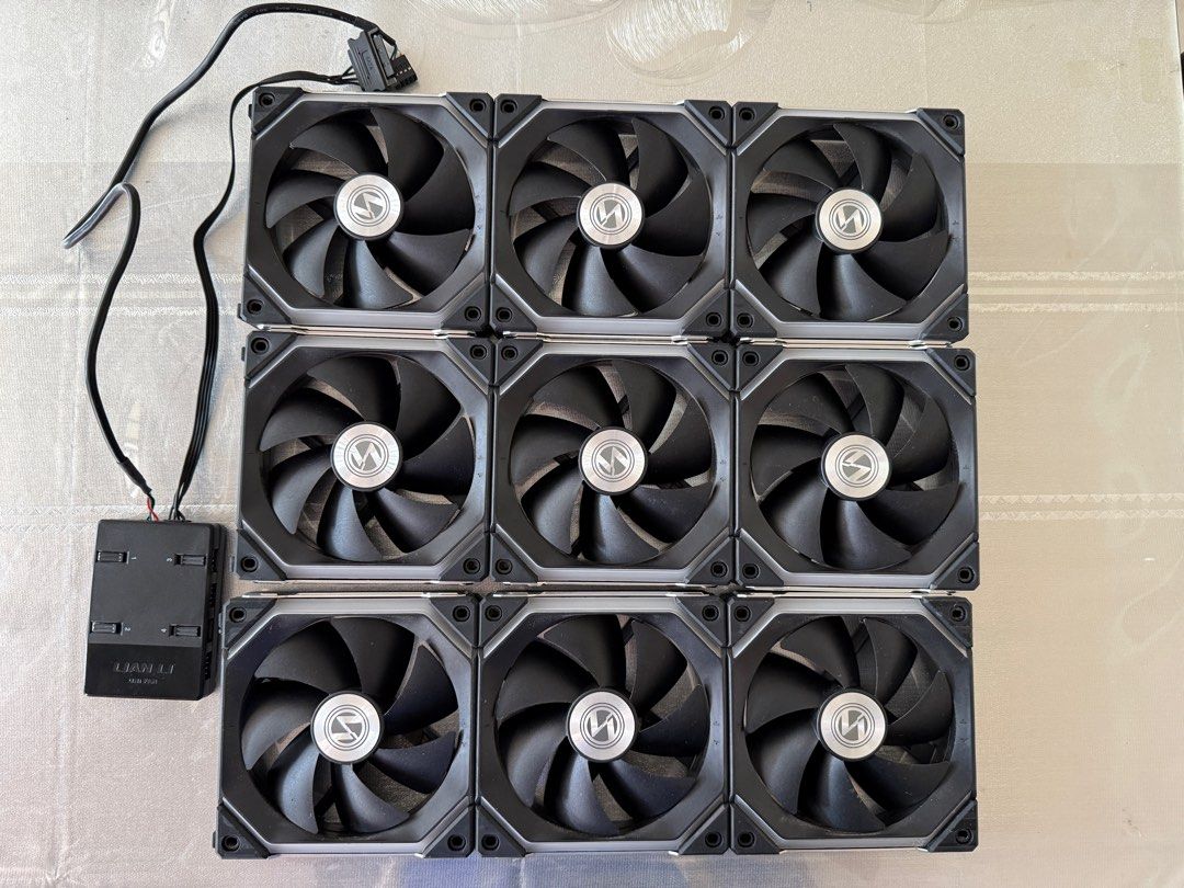 Lian Li UNI FAN SL120 V1 - 10 Fans with Controller (Category: Computer Parts) located in Singapore. Submitted by xoulz (Listing ID 1378779331, Image 1). Description: Get all for $120 Total of 10 Fans with one lian li controller Full set Accessories. In Good working Condition. Except 1 fan RGB working intermittently. Self Collect at - 67021x - Pending LRT - Ubi MRT.