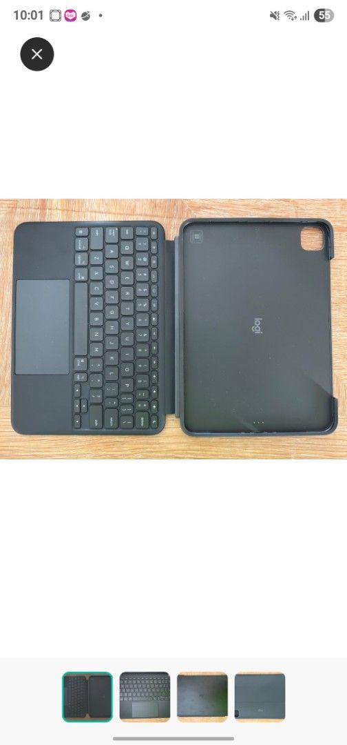 Logitech Combo Touch Keyboard Case for iPad (Category: Cases & Sleeves) located in Singapore. Submitted by genez (Listing ID 1378737098, Image 2). Description: - under warranty until dec 2025 -retail is 339 - Logitech Combo Touch keyboard case for iPad 11 inch M4 2024 - Excellent condition -rubber is abit loose, but still holds the iPad in place very well without issue - Includes trackpad - Protective case included - Compatible with iPad pro 11 i