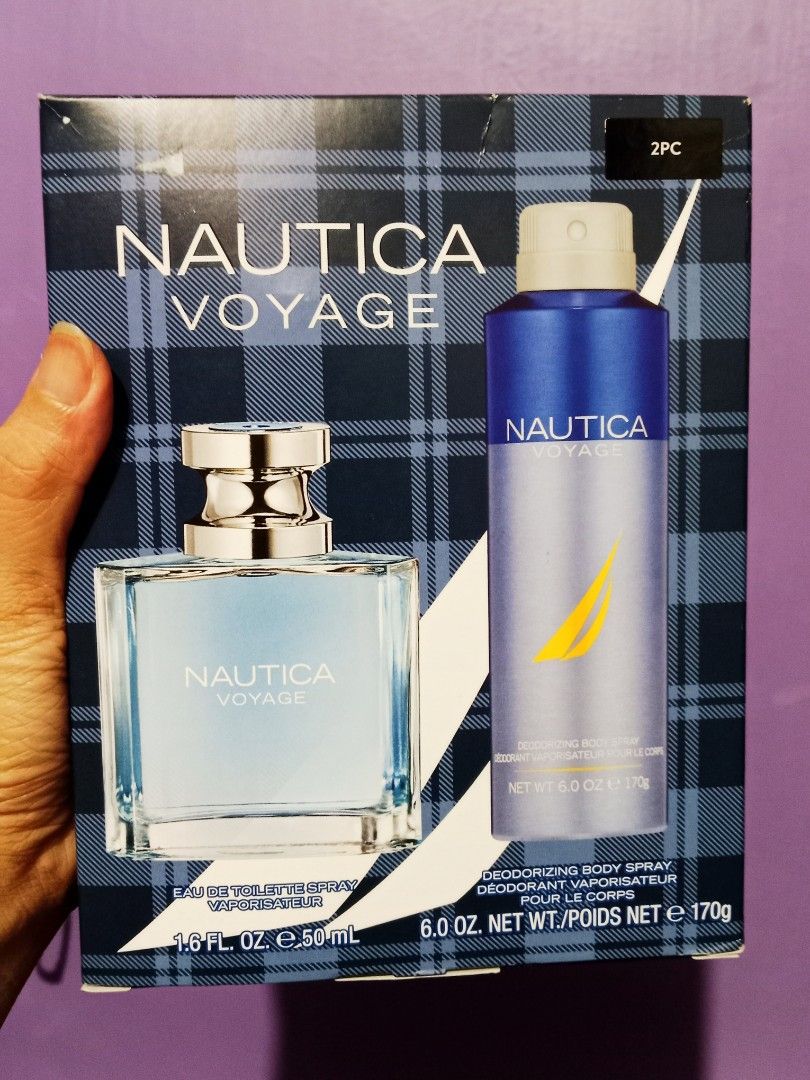 Nautica Voyage Bundle 2-piece gift set! Original! (Category: Fragrance & Deodorants) located in Quezon City. Submitted by crizphil13 (Listing ID 1378276650, Image 1). Description: 💯 Guaranteed Original / Brand New fresh from U.S!!! 📌Nautica Voyage 2-piece bundle gift set! 🌹fresh scent for men! magnda png xmas 🎁 💜 50ml/ 7ounce edt + ounce body spray! 📌payment first..pls check my reviews for ur peace of mind 🙂 note: 📌shipping fee shouldered