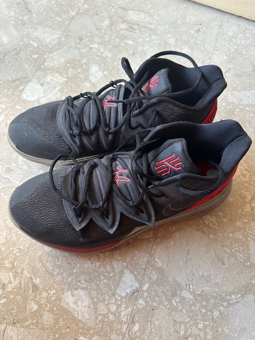 Nike Kyrie 5 Black Red Basketball Shoes (Category: Sneakers) located in Singapore. Submitted by chen.steve.54 (Listing ID 1378836747, Image 2). Description: Used Nike Kyrie 5 basketball shoes in university red. Size US 10.5 Dm for more info .