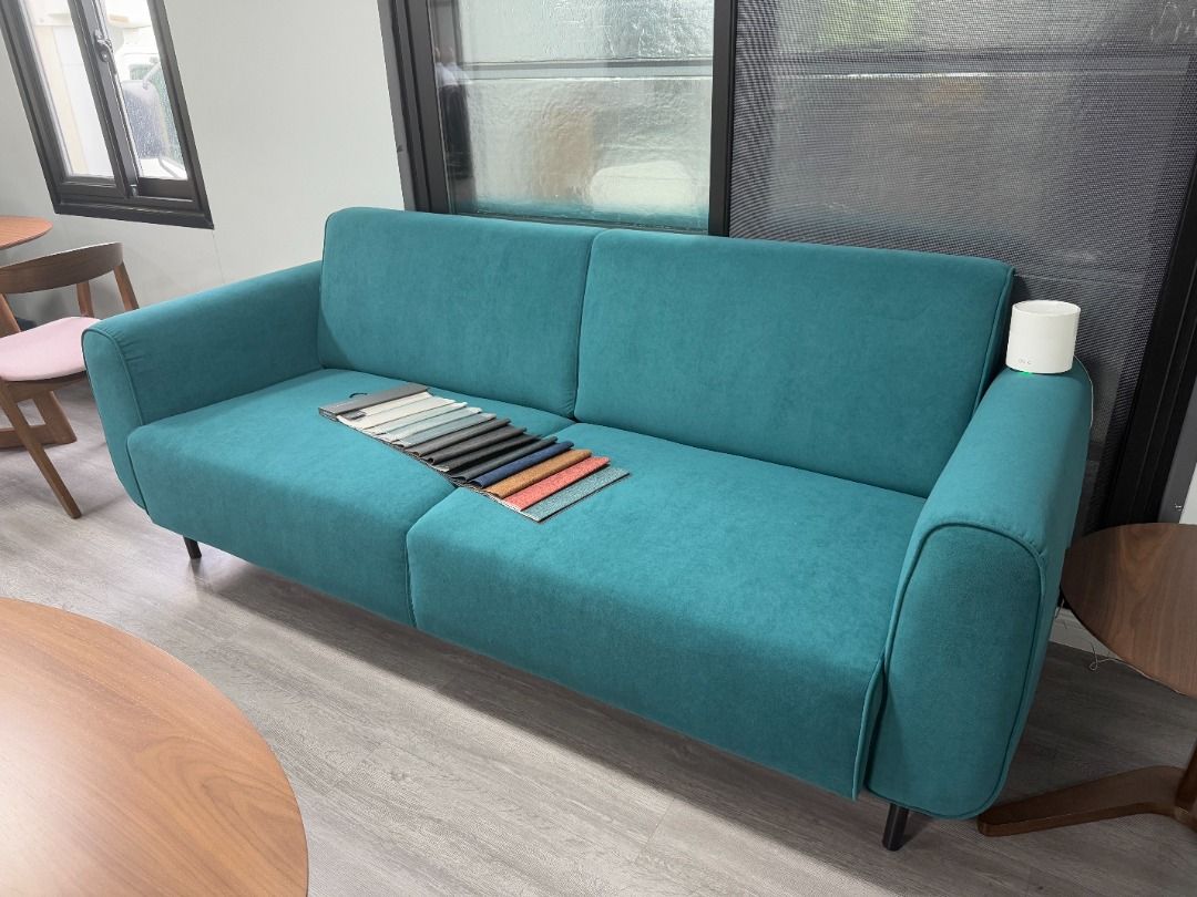 Sample Stella 3 Seater Sofa Pink & Teal Colour Selling in Half Price (Category: Furniture) located in Melbourne. Submitted by priceworthfurniture (Listing ID 1378763831, Image 1). Description: Price down from $1,499.99 to only $750 This is a sample items already assembled. Ex display item. No damage. Crafted with a durable wood frame and upholstered in a delightful pink fabric, this sofa exudes elegance and comfort. Spacious three-seater configur