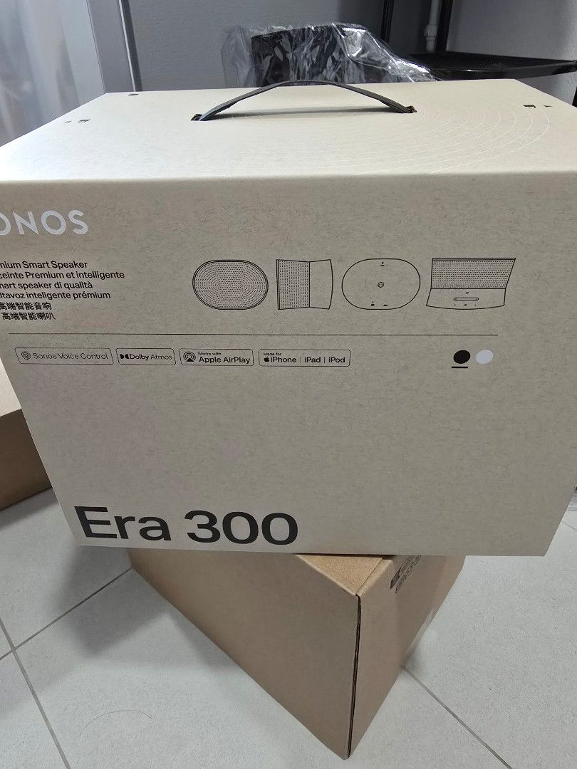 Sonos Era 300 Premium Smart Speaker - Brand New (Category: Soundbars, Speakers & Amplifiers) located in Singapore. Submitted by shinyteo (Listing ID 1378764465, Image 3). Description: - Brand new Sonos Era 300 speaker - Features Apple AirPlay 2 - Voice control enabled - Delivers premium sound quality - Perfect for home audio setups - Comes in original packaging local set. warranty with TC acoustic. warranty not activated yet 1 piece at $590 2piec