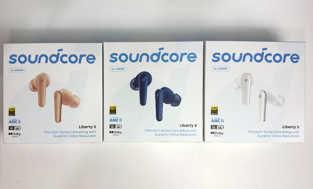 Soundcore Liberty 5 | 1 year warranty by Soundcore SG (Category: Earphones) located in Singapore. Submitted by vi_mobile (Listing ID 1378777379, Image 1). Description: Brand new in box!! (Scroll down to check the price) -Sealed local set with 1-Year Soundcore Warranty. | Soundcore Liberty 5 | *Colour Available* -Blue - $145 - in stock✅ -White - $145 - in stock✅ -Pink - $145 - in stock✅ Kindly message us your preferred color when placing your orde