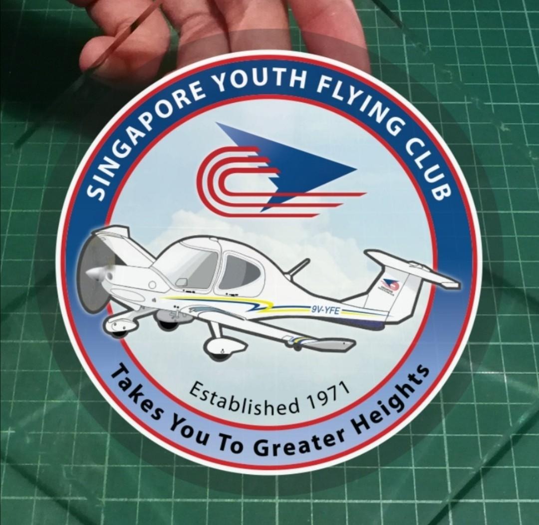 Static Cling Decals : Singapore Youth Flying Club. SYFC . 11cm diameter ...