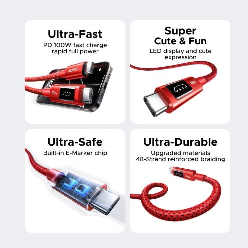 UGREEN 100W PD UNO Type- Usb c Red Fast Charging Data Cable (Category: Chargers & Cables) located in Manila. Submitted by guerle (Listing ID 1378781448, Image 3). Description: .