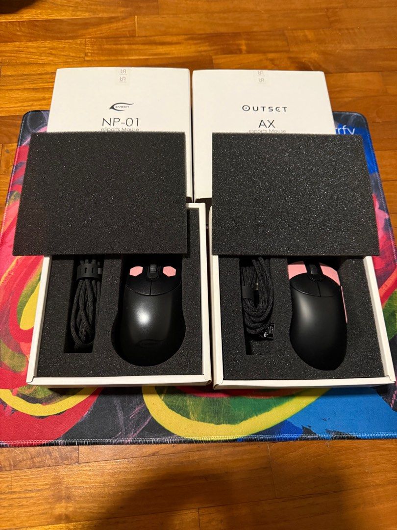 Vaxee NP-01 & Outset AX eSports Gaming Mouse (Category: Mouse & Mousepads) located in Singapore. Submitted by hydrox1de (Listing ID 1378906794, Image 1). Description: Selling 2 wired VAXEE mice, a OG Batch 1 NP-01 and a Batch 1 Outset AX. Both have some pink gecko grips applied, no extra grips or skates provided. The NP-01 has its stock skates and the Outset AX has 8x Red Obsidian dots. NP-01: $20 (SOLD) Outset AX: $30 Buy the Outset AX and get a