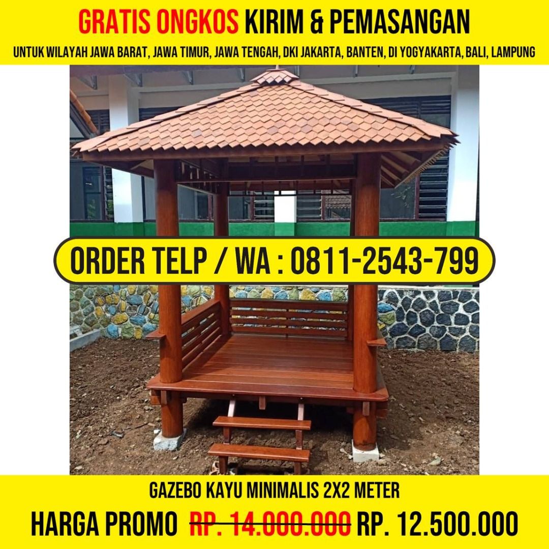 WA : 0811-2543-799, Gazebo Cantik 2x2 Atap Sirap Ulin, Ngawi (Kategori: Furnitur Antik) berada di Jakarta Barat. Dikirim oleh ayutafalit91604 (ID iklan 1378761232, Gambar 2). Deskripsi: HP/WA: 0811-2543-799, Kami Adalah Produsen Gazebo Kayu, Rumah Kayu, Gazebo Minimalis, Rumah Kayu Minimalis, Gazebo Murah, Rumah Kayu Modern, Gazebo Taman, Gazebo Jepara, Gazebo Gardens, Rumah Kayu Knockdown. Detail Produk : * Bahan Kayu Berkualitas * Ukuran Bisa C