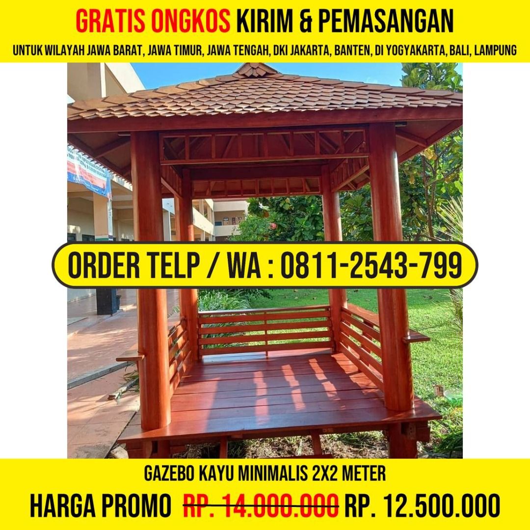 WA : 0811-2543-799, Gazebo Cantik 2x2 Atap Sirap Ulin, Ngawi (Kategori: Furnitur Antik) berada di Jakarta Barat. Dikirim oleh ayutafalit91604 (ID iklan 1378761232, Gambar 3). Deskripsi: HP/WA: 0811-2543-799, Kami Adalah Produsen Gazebo Kayu, Rumah Kayu, Gazebo Minimalis, Rumah Kayu Minimalis, Gazebo Murah, Rumah Kayu Modern, Gazebo Taman, Gazebo Jepara, Gazebo Gardens, Rumah Kayu Knockdown. Detail Produk : * Bahan Kayu Berkualitas * Ukuran Bisa C