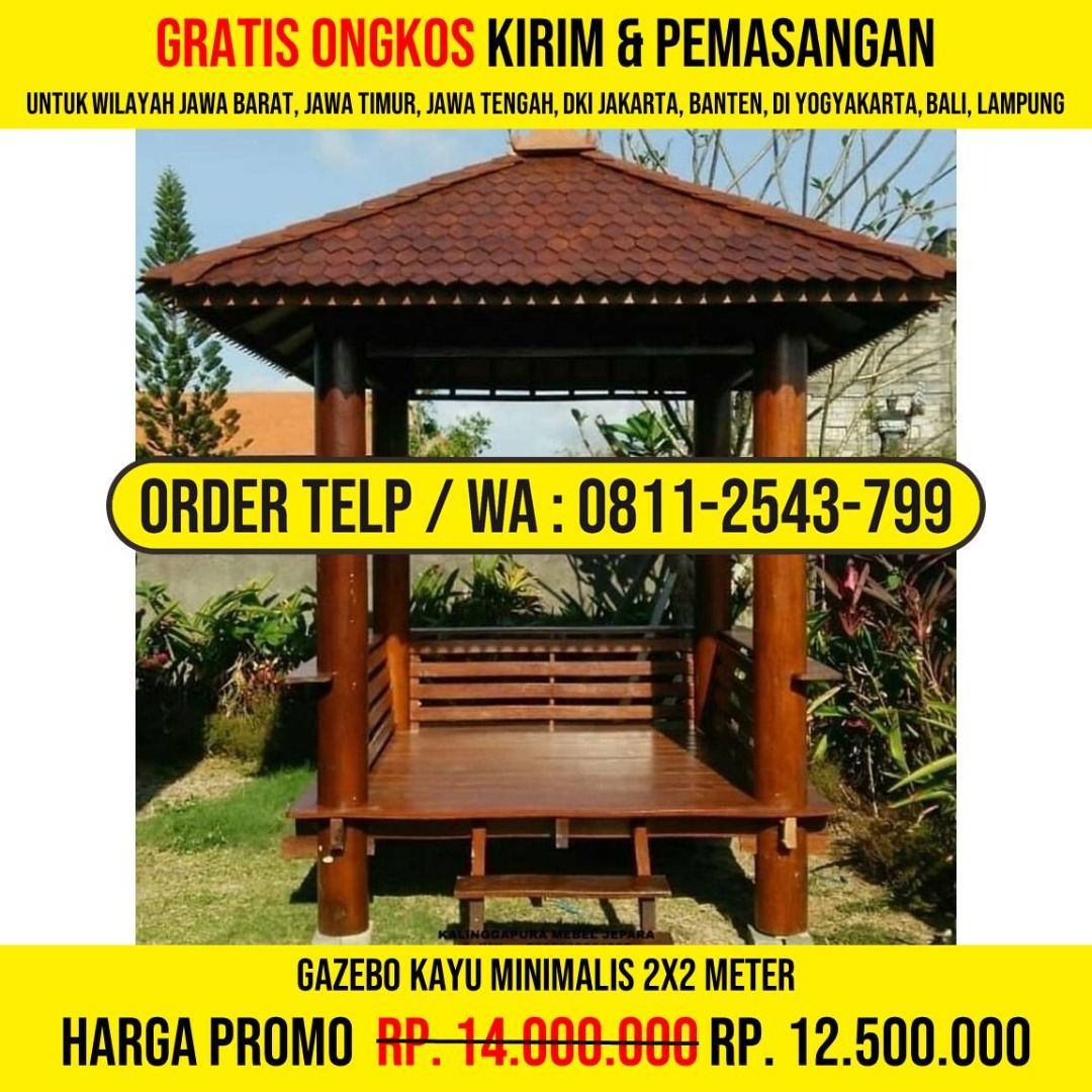 WA : 0811-2543-799, Gazebo Cantik 2x2 Atap Sirap Ulin, Ngawi (Kategori: Furnitur Antik) berada di Jakarta Barat. Dikirim oleh ayutafalit91604 (ID iklan 1378761232, Gambar 1). Deskripsi: HP/WA: 0811-2543-799, Kami Adalah Produsen Gazebo Kayu, Rumah Kayu, Gazebo Minimalis, Rumah Kayu Minimalis, Gazebo Murah, Rumah Kayu Modern, Gazebo Taman, Gazebo Jepara, Gazebo Gardens, Rumah Kayu Knockdown. Detail Produk : * Bahan Kayu Berkualitas * Ukuran Bisa C