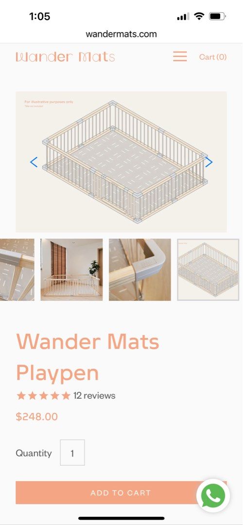 Wander Mats Playpen (Category: Safety Gates, Locks & Protectors) located in Singapore. Submitted by hernglee (Listing ID 1378770556, Image 3). Description: This Wander Mats playpen is perfect for keeping your little one safe and contained. It's made of natural wood and has a simple, modern design. The playpen is easy to assemble and disassemble, and it's great for both indoor and outdoor use. Used with care. Note that playmat is not included — on