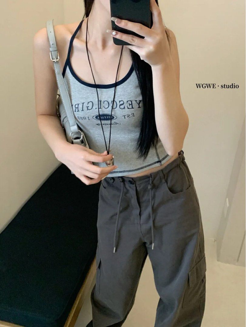 Y2K GREY CAMI TOP (Category: Sleeveless) located in Singapore. Submitted by gnuyheat (Listing ID 1378889423, Image 1). Description: BNWTIP Y2K GREY CAMI TOP — $10.