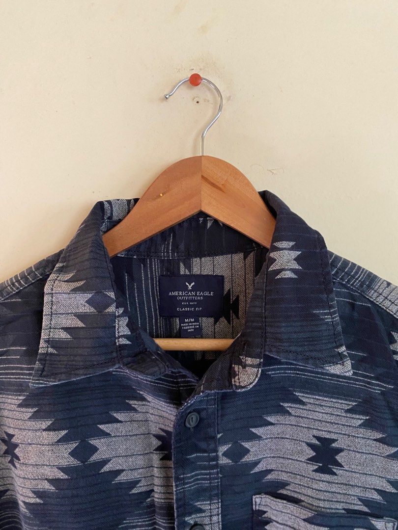 AMERICAN EAGLE OUTFITTER AZTEC LONG SLEEVE (Category: Tshirts & Polo Shirts ) located in Cagayan de Oro. Submitted by _tstudiooo (Listing ID 1378948811, Image 2). Description: Size: MEDIUM Fit: Classic W21.5 L27 (side) 30 (front) Sleeve26.5 Cuff6 Color10/10 Condition 10/10 Issue: X.
