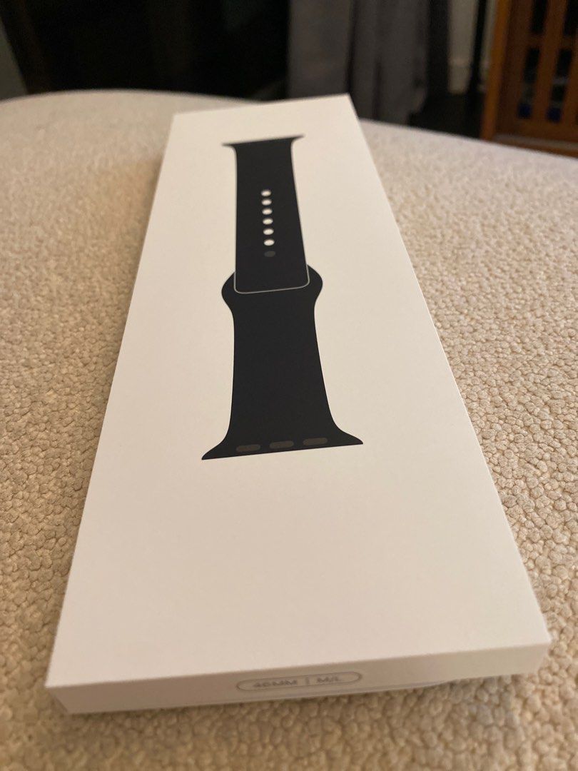 Apple Watch Sport Band - Black - 45mm/44mm/42mm (Category: Wearables & Smart Watches) located in Singapore. Submitted by i1400586390179 (Listing ID 1379097100, Image 1). Description: Brand new Apple Watch Sport Band in black. This band is the M/L size and fits 45mm, 44mm, and 42mm Apple Watch models. The band is still in its original packaging, never been used. Perfect for a gift or to upgrade your watch. I got this as a gift, but the strap i use