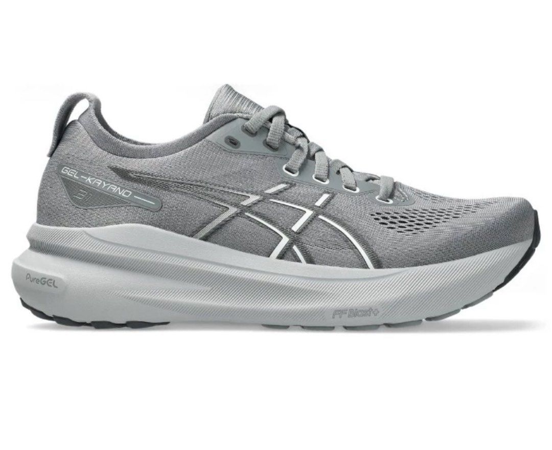 Asics Women Gel-Kayano 31 Running Shoes - Sheet Rock/White (Category: Sneakers) located in Singapore. Submitted by buyyyyyyyyyyyyy (Listing ID 1379013488, Image 1). Description: Excellent condition, worn twice only. Selling because it’s a bit tight on me. Some light soil stains, not for fussy buyers. Asics Gel-Kayano 31 running shoes. These shoes are a stylish grey color and feature the signature Asics design. They are perfect for running or ever