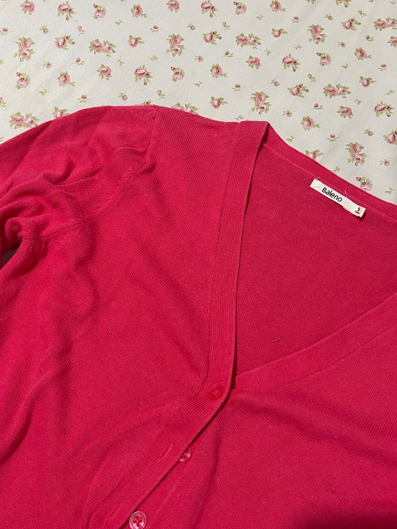 Baleno Hot Pink Cardigan (Category: Longsleeves) located in Manila. Submitted by mawiya.v (Listing ID 1378965583, Image 2). Description: Baleno Hot Pink Cardigan 💖 Details: • Color: Hot pink • Brand: Baleno • Best fit for Small Reason for Selling: Decluttering 🧺 PM if interested. SF shouldered by the buyer. 😊.