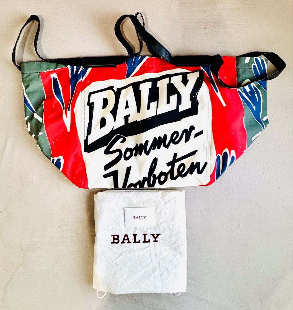 Bally Billboard Printed Tote Bag (Category: Luxury Bags & Wallets) located in Makati City. Submitted by ronehmer (Listing ID 1379023568, Image 1). Description: Purchased in Bally Siam Paragon Bangkok last 2023. Retail price runs at Php55-60k. Overnighter bag with a trapeze body, concealed magnetic fastening, two flat top handles and main compartment with two spacious pockets. Comes with original Bally dust bag and care card instructions. RFS: Bag