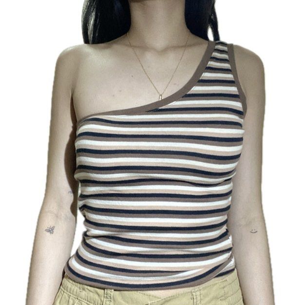 Cotton On brown striped one-shoulder top (Category: Longsleeves) located in Cebu City. Submitted by ahbigil (Listing ID 1379069911, Image 1). Description: Note: The photos that are posted are actual photos of the product/s. -Cotton On -worn twice only -GOOD AS BRAND NEW -fits 2XS-Small frames -Great quality -semi-cropped Selling this for only ₱150 Model reference: Height: 5’1 Size: XS-S Waist: 25 Bust: 32A Note: NO CANCELLATIONS once order/s has/
