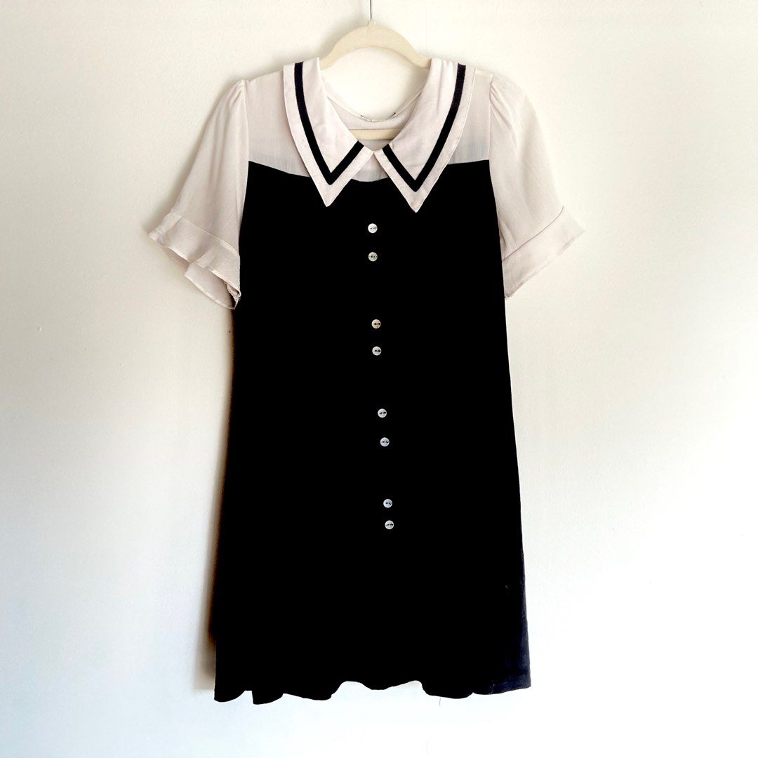 dark academia black collared dress (Category: Dresses) located in Quezon City. Submitted by fleurcore (Listing ID 1379081429, Image 1). Description: — dark academia vibes! sooo pretty irl 🖤 — fits small best — sheer sleeves (so flattering) 💌 dm for more pics/inquiries (can’t guarantee ww pics but can provide close ups).