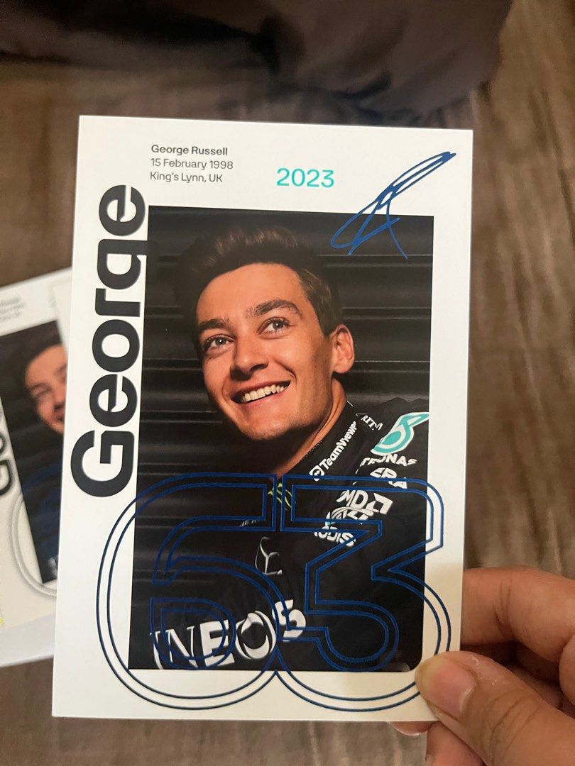F1 Cards (Category: Raw Singles) located in San Pedro. Submitted by ashleycake (Listing ID 1379014263, Image 3). Description: WTS/FS George Russell Lewis Hamilton - Authentic & Official (Post Mail from Mercedes AMG Headquarters) 500 each take all for 900 (2 cards).