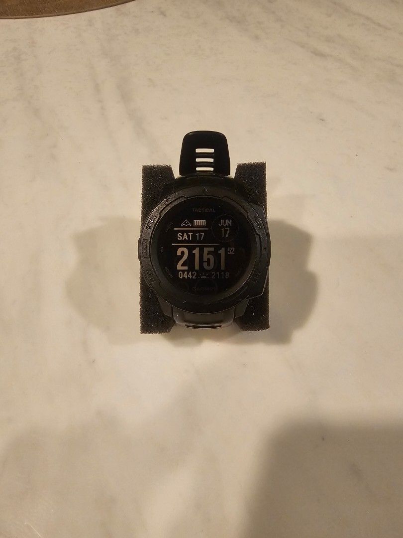 Garmin Instinct Tactical - Black (Category: Wearables & Smart Watches) located in Singapore. Submitted by _zw__ (Listing ID 1379089894, Image 2). Description: Garmin Instinct Tactical in Good Condition Includes: - Original Box - 2x Charging Cables - User manual - The watch itself.
