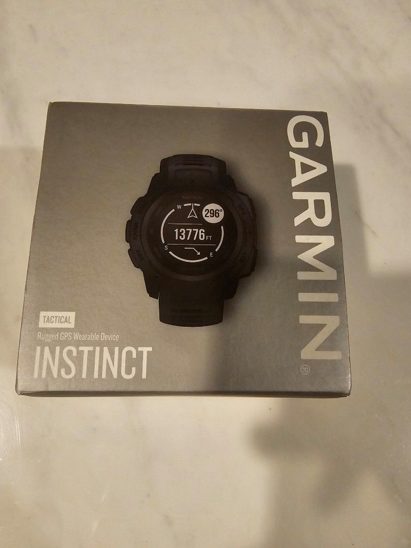 Garmin Instinct Tactical - Black (Category: Wearables & Smart Watches) located in Singapore. Submitted by _zw__ (Listing ID 1379089894, Image 1). Description: Garmin Instinct Tactical in Good Condition Includes: - Original Box - 2x Charging Cables - User manual - The watch itself.
