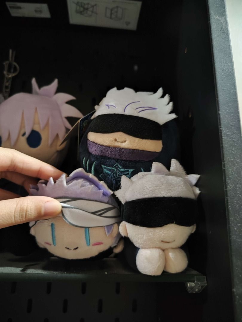 Gojo Satoru Plush Toys (Category: Plushies & Soft Toys) located in Manila. Submitted by clawyyy (Listing ID 1379046138, Image 1). Description: Decluttering Gojo stuffed toys, PM to discuss price. All original. Most have tags intact. Displayed in cabinet. Can buy individually. Shipping via Lalamove/JnT/GGX at buyer's expense. Manila location..