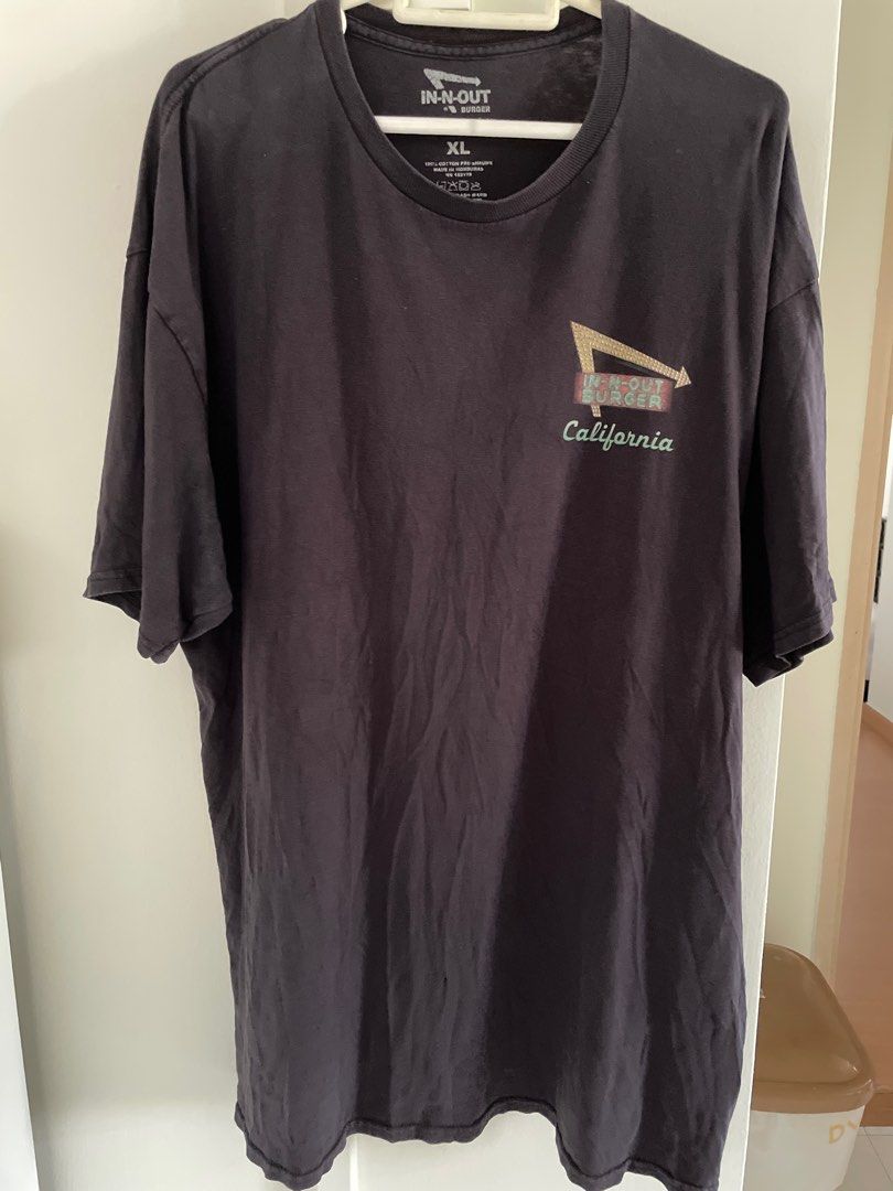 graphic oversized vintage tee thrifted In-N-Out burger shirt (Category: Tshirts & Polo Shirts) located in Singapore. Submitted by squishymochii (Listing ID 1378936730, Image 1). Description: - only worn once to try on lightly! - in good condition - pls note there’s a v small hole which i sewed at the front near the bottom of the shirt 😭😭 didn’t see when i bought cos its thrifted from a vintage store 😭😭)- see last pic - super nice graphic desi