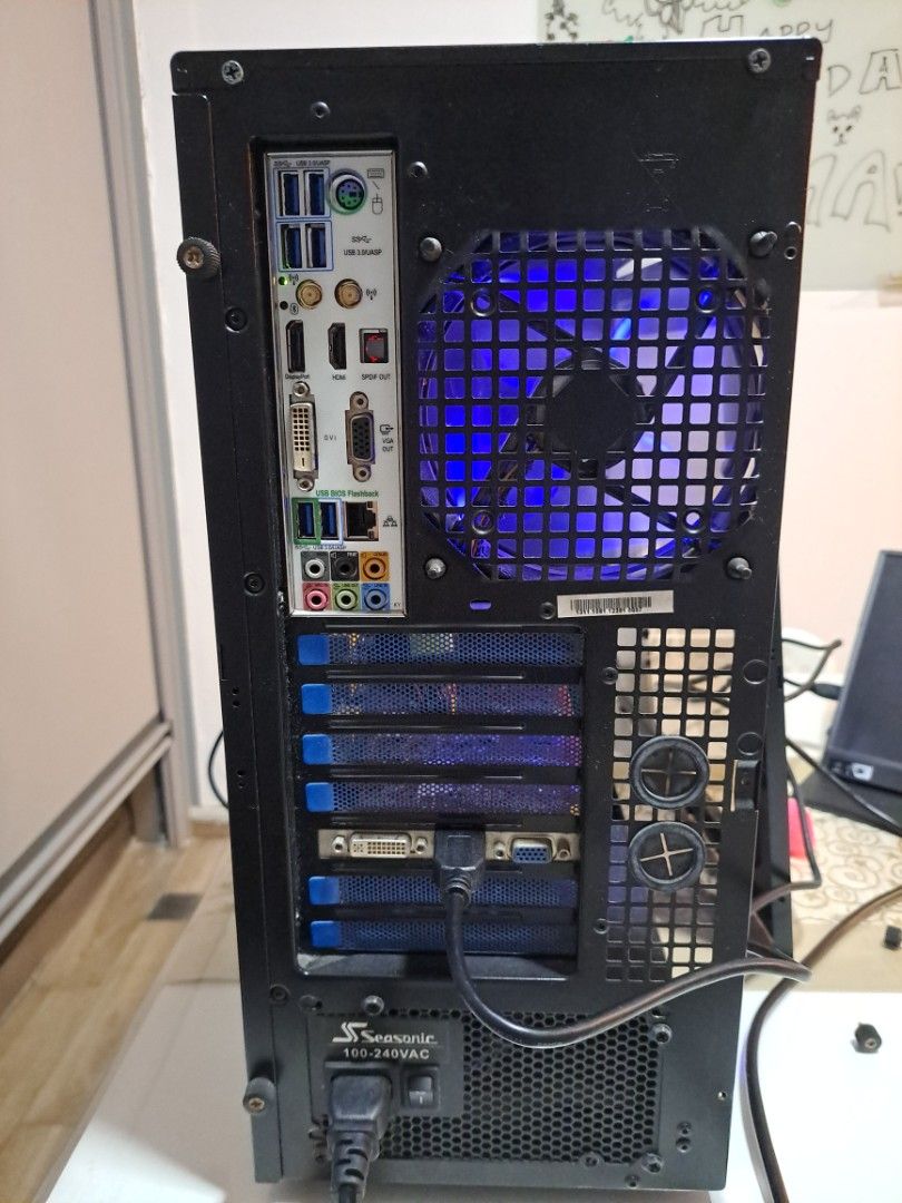 I7 gaming pc with ssd and gtx 730 housed in a Sharkoon PC Case with Blue LED Fans (Category: Garage sale) located in Singapore. Submitted by korail (Listing ID 1379074478, Image 3). Description: - Used gaming pc - Blue LED fans - Includes DVD drive - Power supply included - I7 4770k 16gb ram 256gb ssd 2tb hdd gtx 730 - Ports: USB, audio, display outputs - Perfect for budget PC gaming.