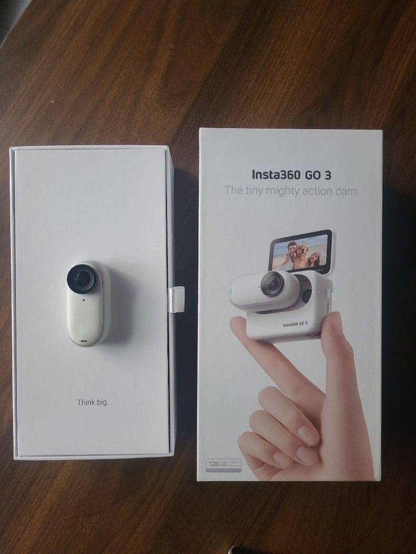 Insta360 Go 3 (Category: Other Gadgets) located in Singapore. Submitted by nothoods (Listing ID 1379016899, Image 1). Description: insta360 go 3 ( 128GB) white bought 2 years ago, used about 4-5 times. slightly discoloured mini action camera (brought them out for hikes) but everything else is in mint condition. box included. throwing in a free tripod as well Didnt use as much as I expected when I made the purchase, too lazy to bring and charge ex