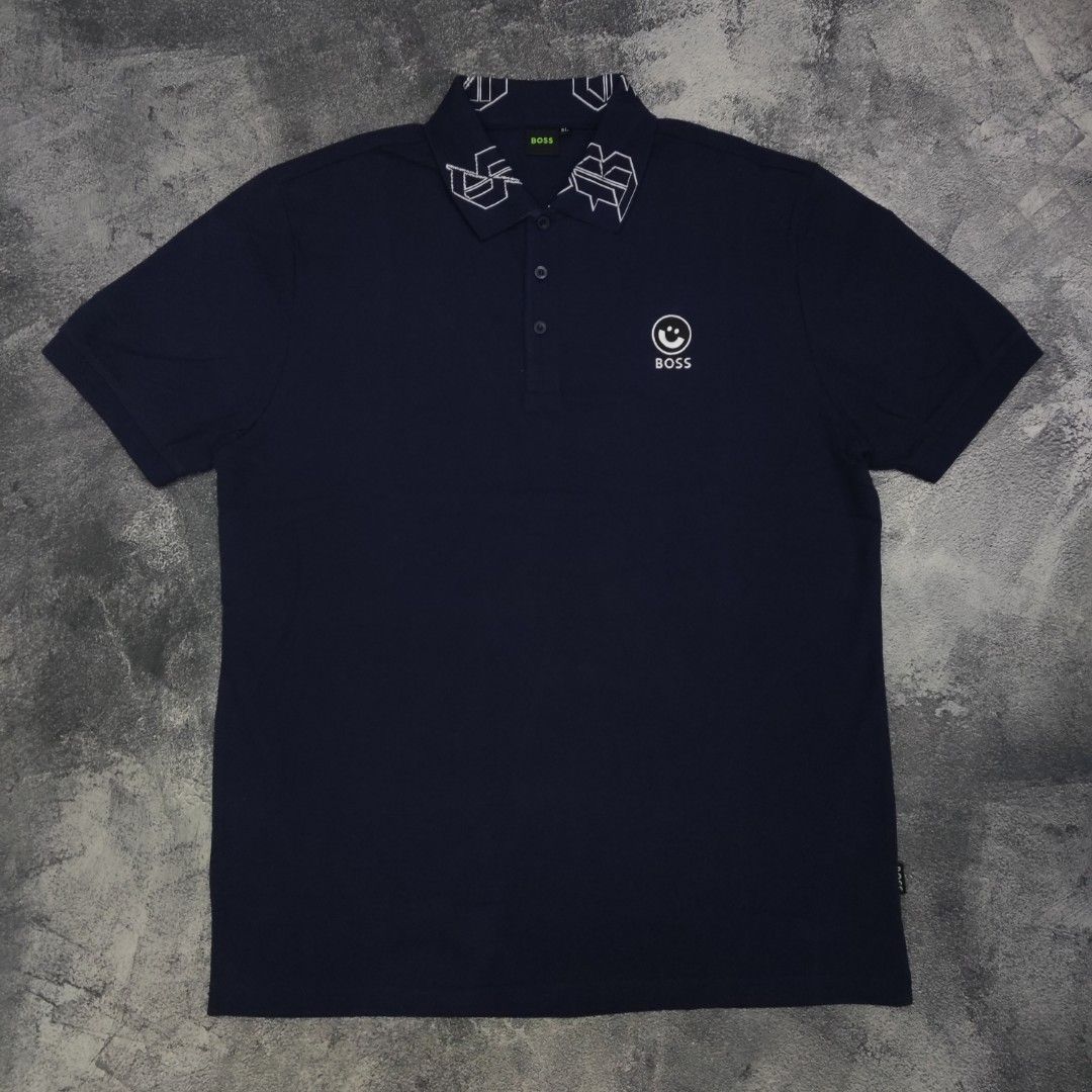 Kaos T-shirt Polo Hugo Boss Navy Smile logo second bekas