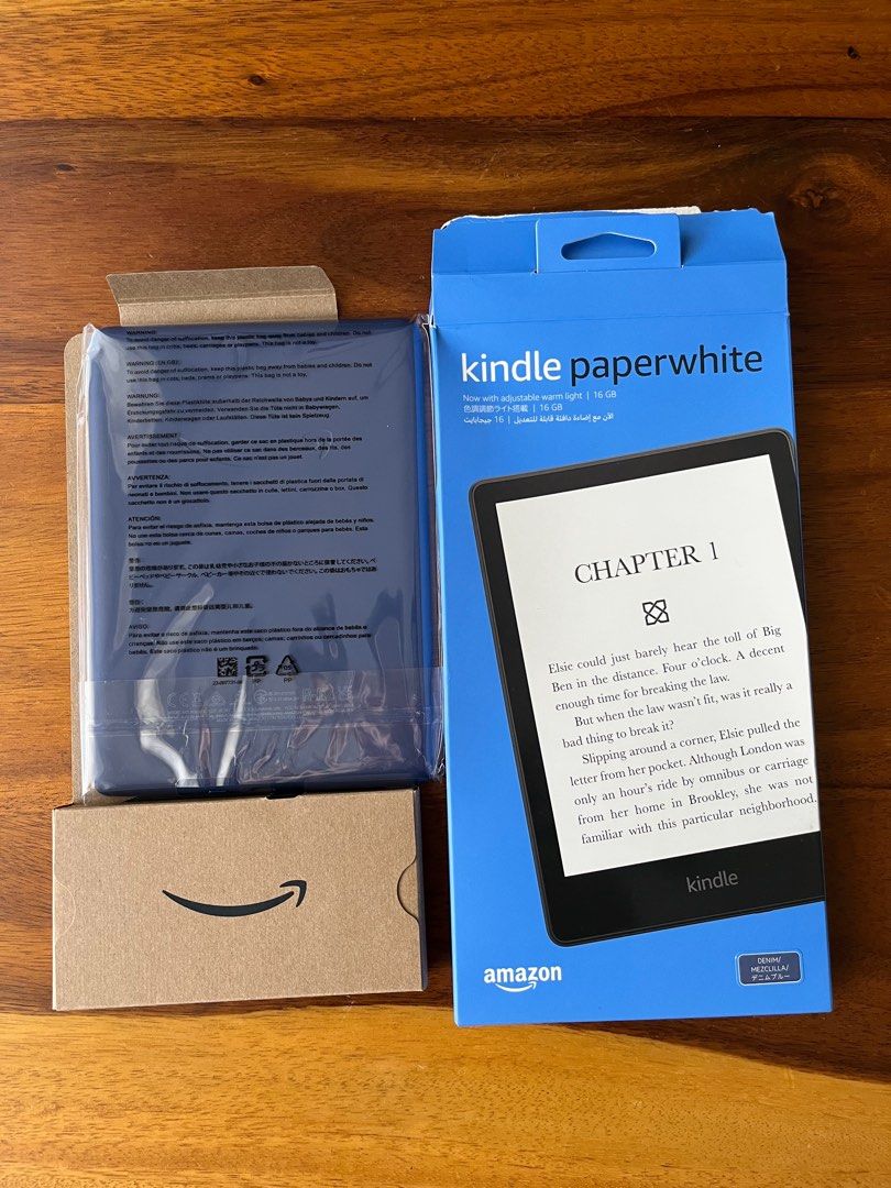 Kindle Paperwhite 11th Gen 16GB - Blue (Category: E-Readers) located in Singapore. Submitted by pokemelon (Listing ID 1378970001, Image 2). Description: This is a gift from a friend. Selling as I already have an e-reader. Brand new (never used before, opened up box to check contents only). Comes with original packaging and accessories. 16GB storage. Denim blue model. Perfect for reading on the go. Negotiable. Pm me your offer if interested..