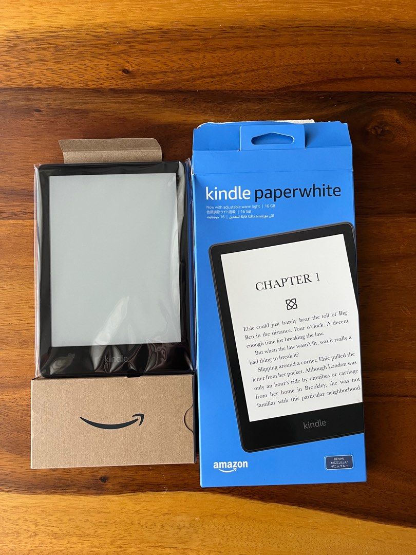 Kindle Paperwhite 11th Gen 16GB - Blue (Category: E-Readers) located in Singapore. Submitted by pokemelon (Listing ID 1378970001, Image 1). Description: This is a gift from a friend. Selling as I already have an e-reader. Brand new (never used before, opened up box to check contents only). Comes with original packaging and accessories. 16GB storage. Denim blue model. Perfect for reading on the go. Negotiable. Pm me your offer if interested..