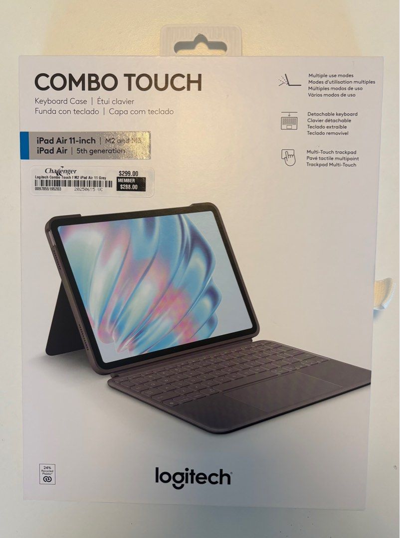Logitech Combo Touch (iPad Air 11-inch M2, M3 and 5th Gen) (Category: Computer Keyboard) located in Singapore. Submitted by jdecluttering (Listing ID 1378985329, Image 1). Description: Brand New. Bought from Challenger at $299. But letting go at $268. Everything still in box! Selling as bought wrong model but is not refundable as no defect in product. Genuine seller. Price slightly negotiable! .