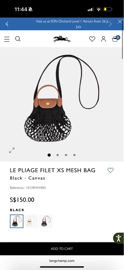 Longchamp Le Pliage Filet XS Mesh Bag - Black (Category: Bags & Wallets) located in Singapore. Submitted by xuannnnnnnnz (Listing ID 1379101575, Image 1). Description: Authentic Longchamp Le Pliage Filet XS mesh bag in black. Can DM for real life pictures .