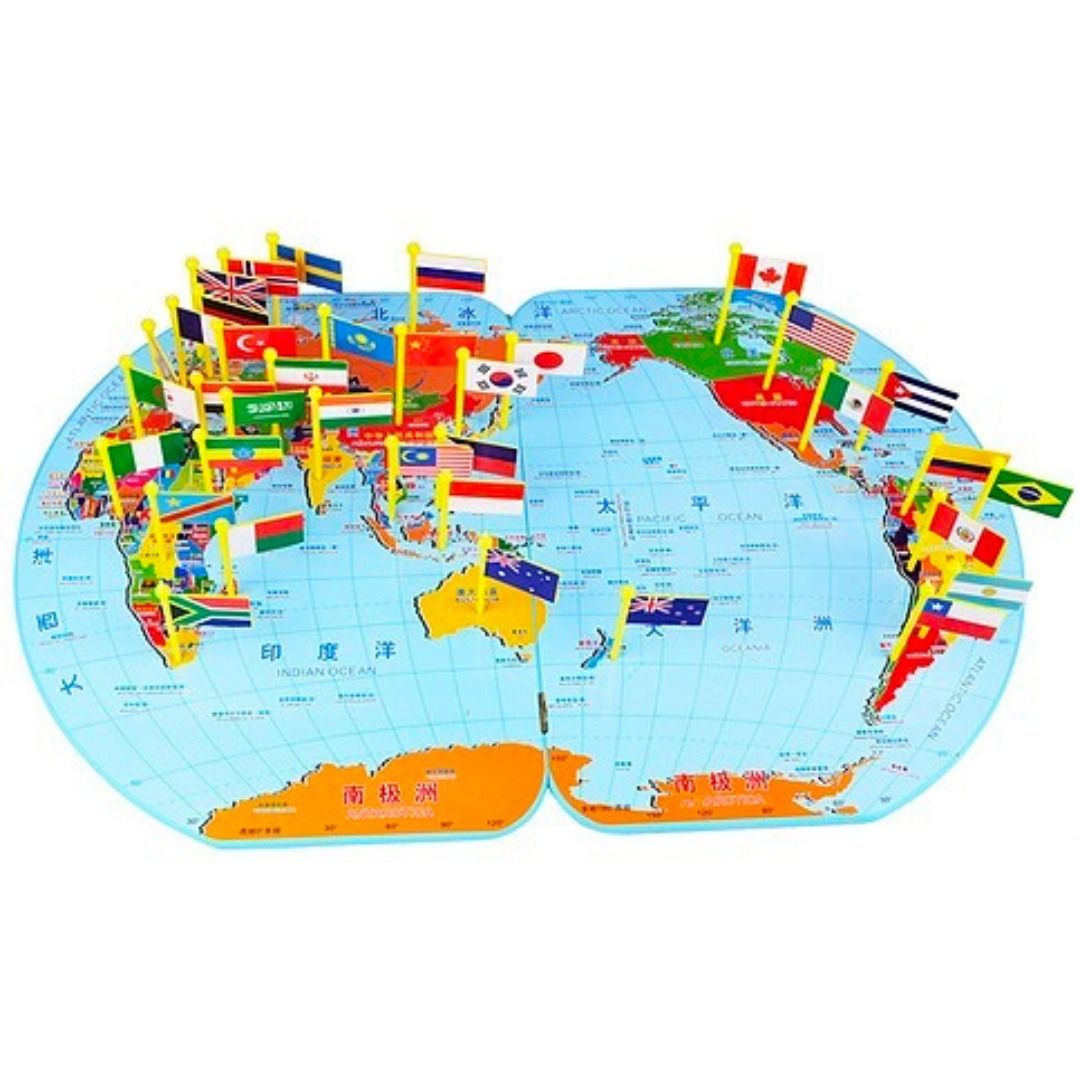 Map and Flags World Map with Countries Flags (XL Size), Hobbies & Toys ...