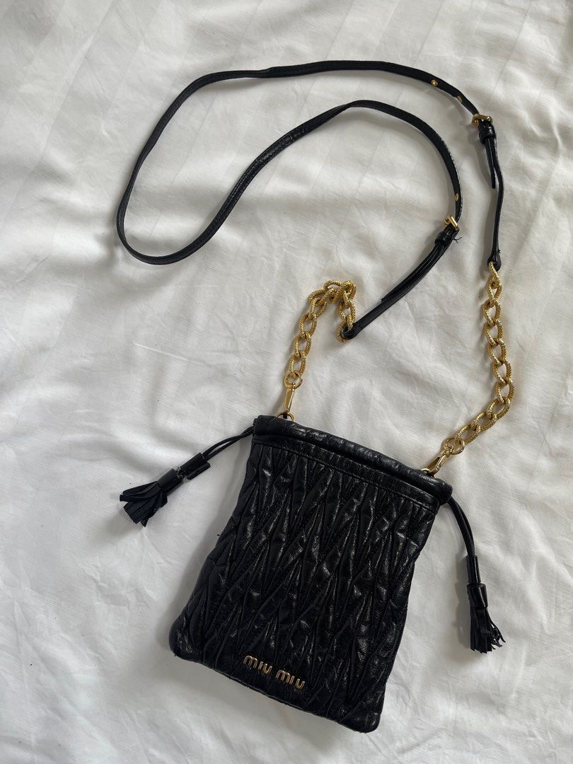 MIU MIU - Mini Leather Cross-Body Bag (Category: Luxury Bags & Wallets) located in Cavite. Submitted by second_story_ph (Listing ID 1378964094, Image 2). Description: MIU MIU - Mini Leather Cross-Body Bag MADE IN TURKEY Code: 194 Material: Leather + Metal Dimension: 5” Width / 6” Height Fit to your daily essentials cute size Condition: Excellent A no major issue sign of use only please check detailed pics. Reasonable price. Authentic JnT / Lalamo