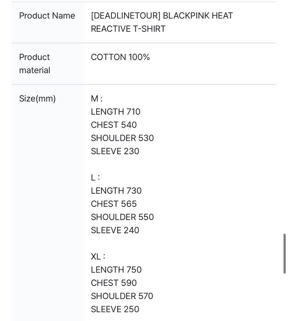 OFFICIAL BLACKPINK Heat Reactive Tshirt BLACK XL, Hobbies