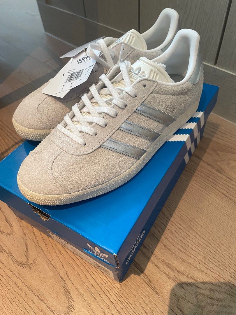 Original Adidas Gazelle Gray sz 9 (Category: Sneakers) located in Manila. Submitted by rain_manoy (Listing ID 1379007766, Image 2). Description: BNDS Guaranteed authentic Complete with tags and box Selling below srp Size 9US Gray with silver stripes.
