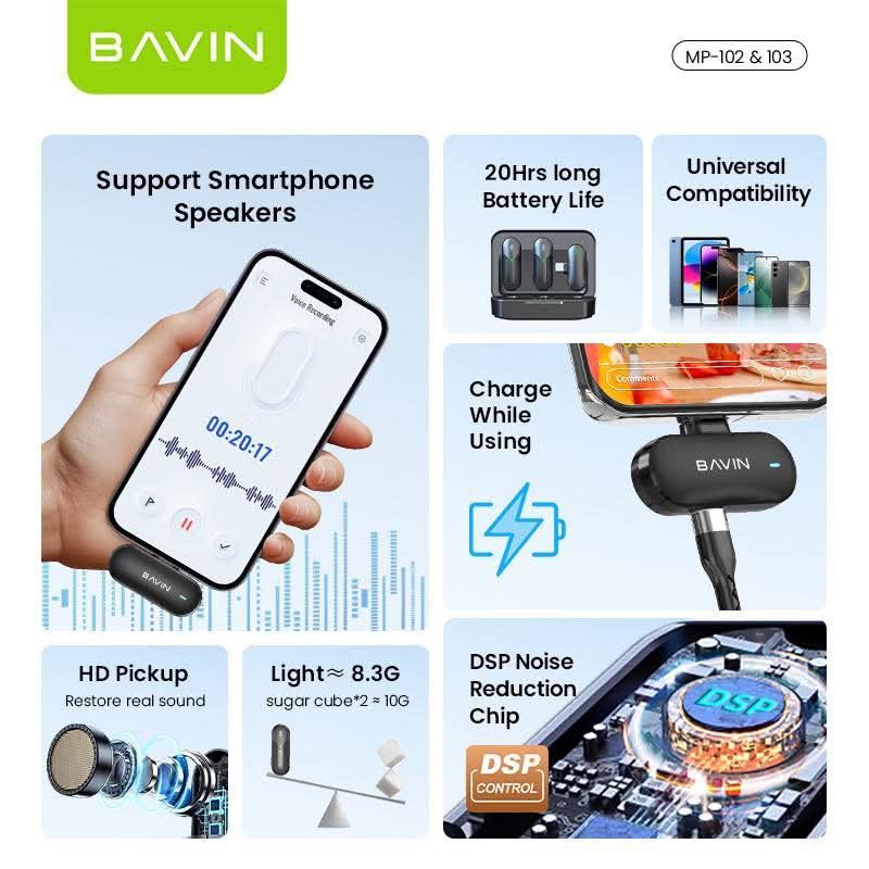 ORIGINAL BAVIN Wireless Lavalier Lapel Microphone Compatible For iPhone Android Audio Video Recording Vlogging Live Youtube (Category: Microphones) located in Manila. Submitted by iliasjen3082126 (Listing ID 1378946170, Image 2). Description: ORIGINAL BAVIN Wireless Lavalier Lapel Microphone Compatible For iPhone Android Audio Video Recording Vlogging Live Youtube.