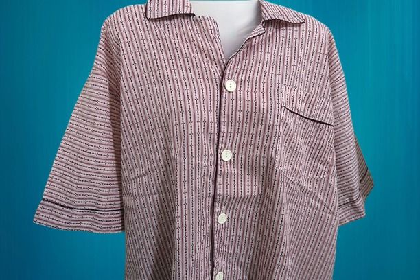 Pajama Set for Men (Category: Sleep and Loungewear) located in Santa Rosa. Submitted by titafromlaguna (Listing ID 1379040470, Image 3). Description: two-piece striped pajama set top is a short-sleeved collared shirt with a button-down front single patch pocket on the left chest long pajama pants.