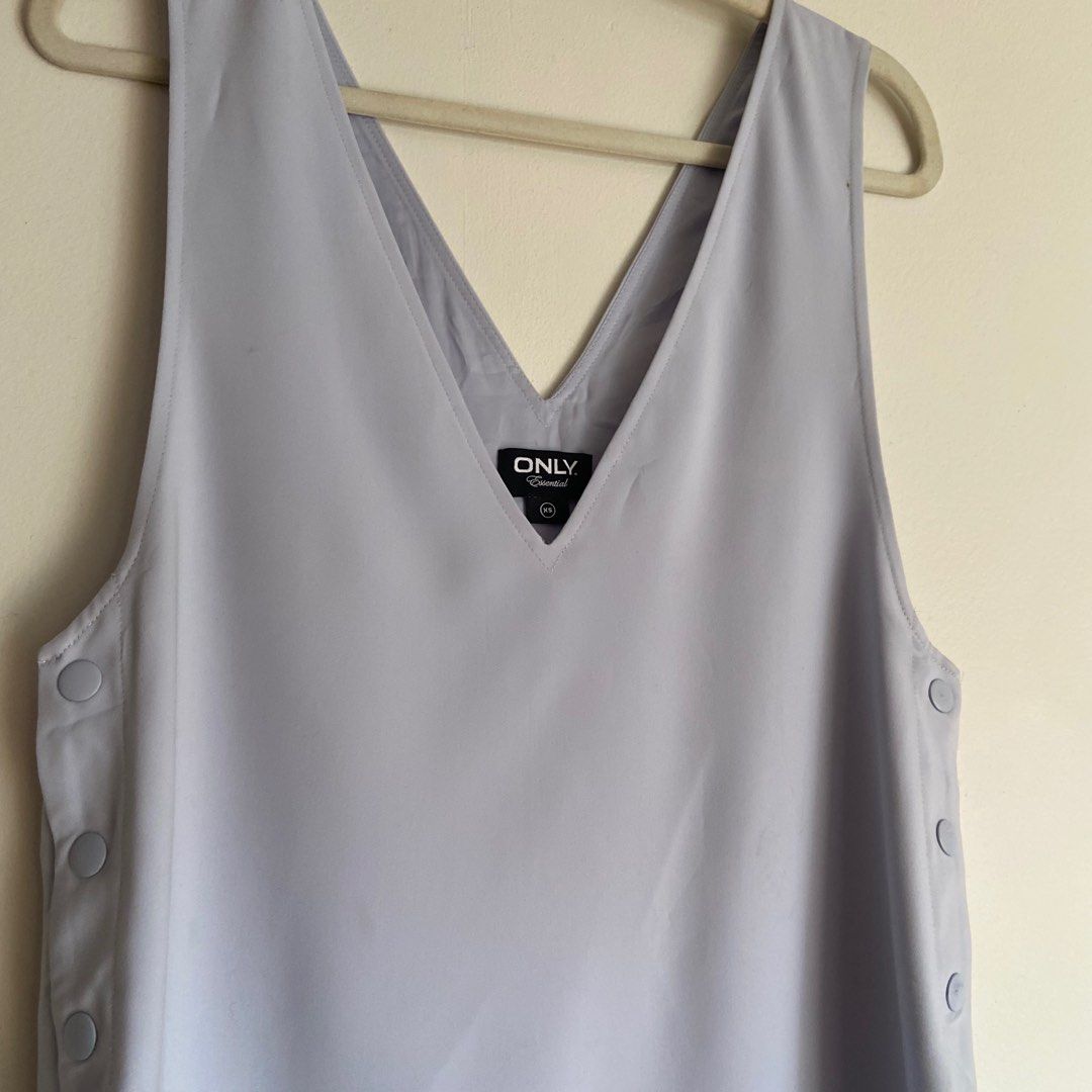 pastel blue vest dress (Category: Dresses) located in Quezon City. Submitted by fleurcore (Listing ID 1379080668, Image 3). Description: — pretty shade of powder blue irl! — korean brand — so cute with or without inner — side buttons — xs on tag but it’s a bit loose so fits small-medium best 🩵 (dm for more pics — can’t guarantee ww pic but can provide close ups).