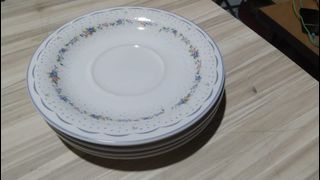 Piring Sango Stone Ware Motif Bunga Biru Set 4 Buah Elegan Kuno Jadul Antik