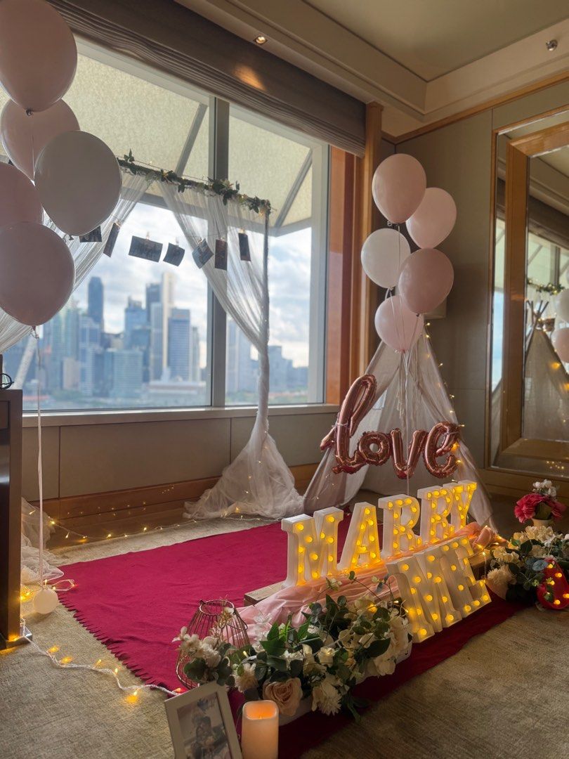Proposal setup (Category: Everything Else) located in Singapore. Submitted by theduoplanner (Listing ID 1378942298, Image 1). Description: Proposal setup for outdoors $268, inclusive of set up & tear down 2 hours rental ✅ Teepee tent ✅ Backdrop with x10 printed pictures ✅ MARRY ME LED lights, fairy lights ✅ LED candles ✅ Mats, pillow, faux floral arrangement.