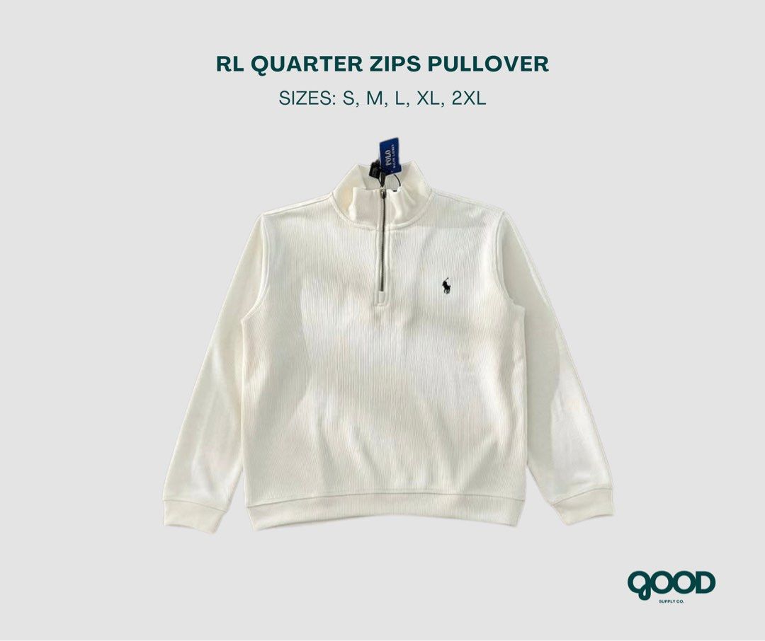 RL Quarter Zips Pullover | Sweater | Jacket (Category: Coats, Jackets and Outerwear) located in Malolos. Submitted by moncaro.outlet (Listing ID 1379097945, Image 2). Description: FOR PRE-ORDER ONLY (Ships in 7-10 Days) Polo Ralph Lauren Quarter Zip Pullover - Brand New | Premium Quality - Available in S, M, L, XL, 2XL - Inclusions: Sealed with Tag - Lowest Price Guaranteed 💯 Available Colors: Black, Navy Blue, White, Green, Oat, Light Grey, Bei