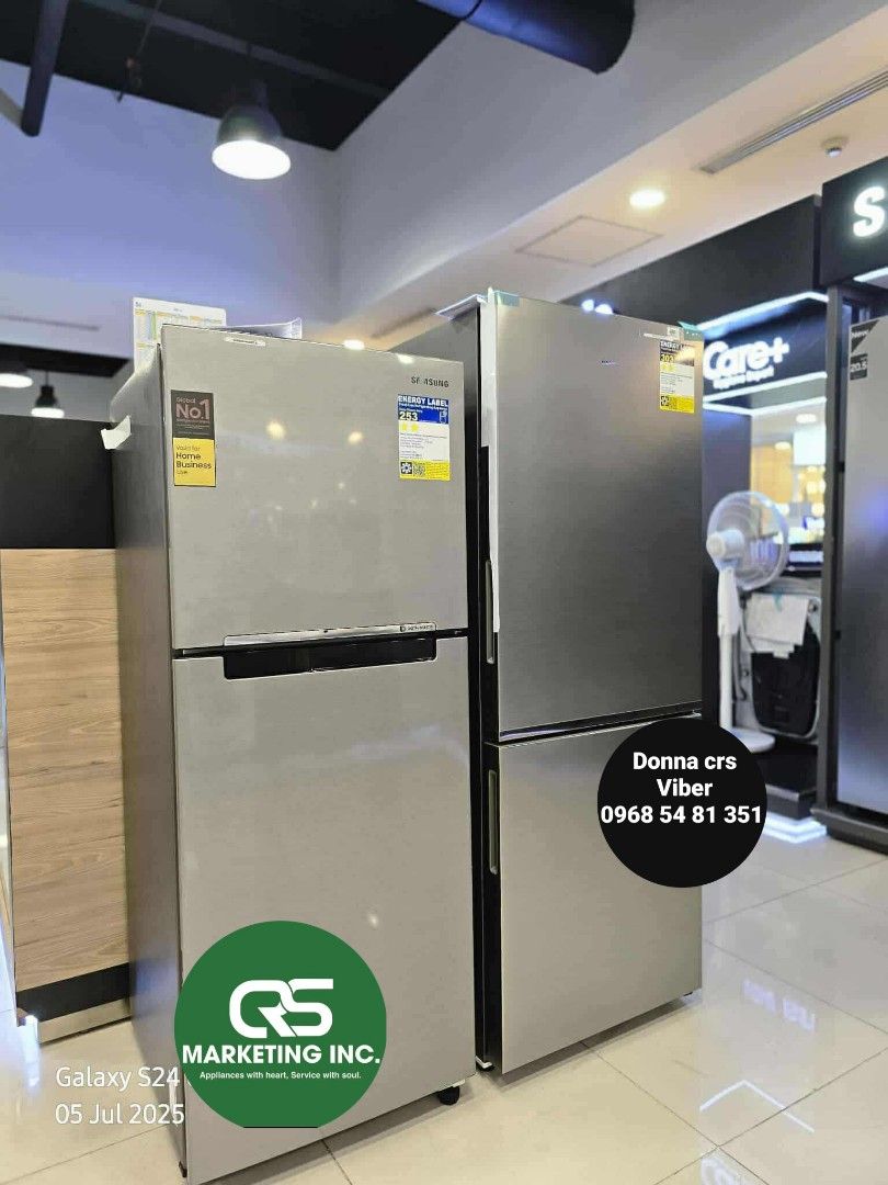 Samsung ref (Category: Refrigerators and Freezers) located in Manila. Submitted by donnasagao03665 (Listing ID 1378976976, Image 2). Description: 💚 SAMSUNG REFRIGERATOR TWO DOOR INVERTER NO FROST / SAMSUNG REF INVERTER 💚 RT20FARVDSA 7.4- 17,800 RT22M4033UT 8.4 - 20,300 RT25FARBDUT 9.1 - 22,600 RT31CG5424S9 10.8 - 22,700 INOX RT31CB564422 10.8 - 29,800 Bespoke Smarthing Clean Black RT31CB56448C 10.8 - 27,200 Bespoke White Pink RT35CG5444S9 12.3 