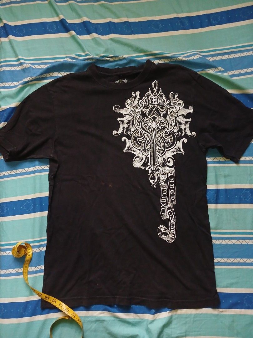 Southpole Rhinestones Tee (Category: Tshirts & Polo Shirts ) located in Taguig. Submitted by mallowset (Listing ID 1379075855, Image 2). Description: width - 22 length - 31 shoulder - 20.5 issue - bleached spot, small paint splatter.