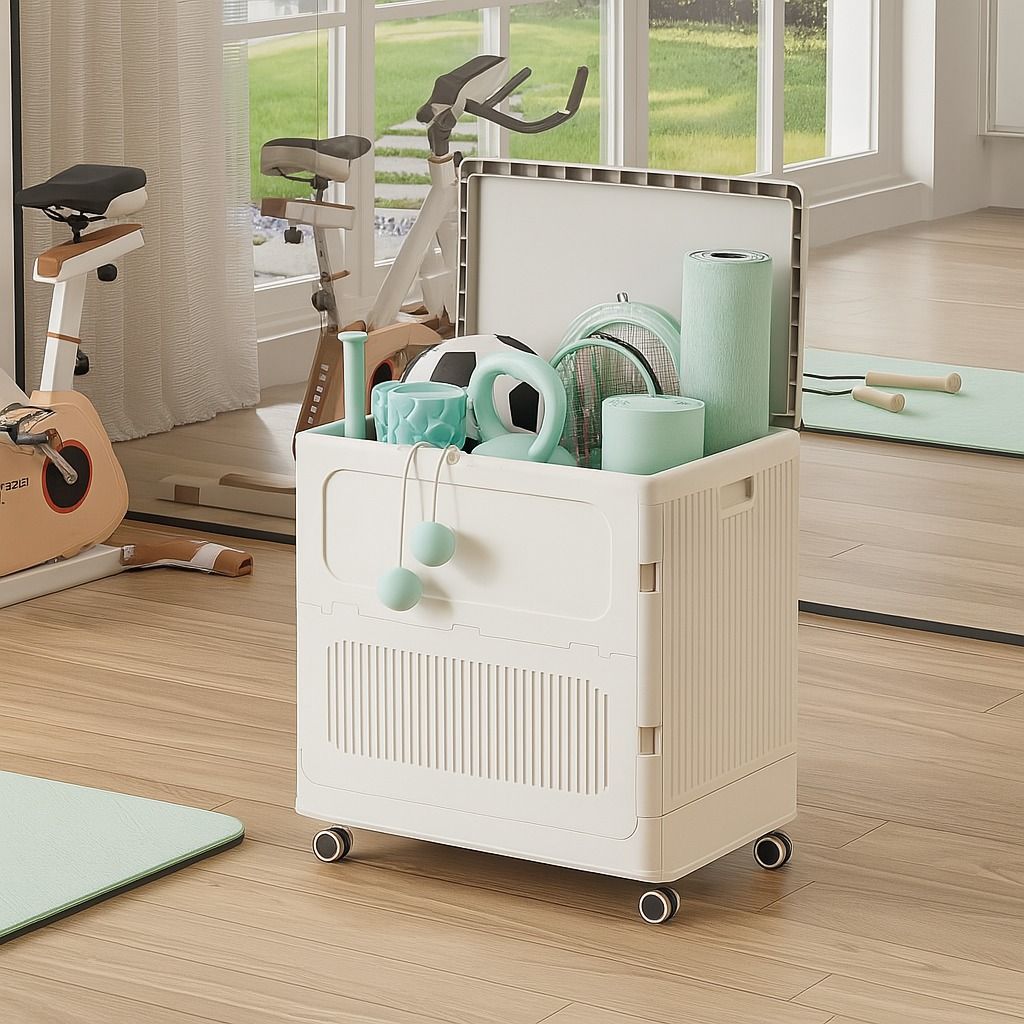 Sports Equipment Storage Box | Rolling Toy Organizer Bin | Foldable ...