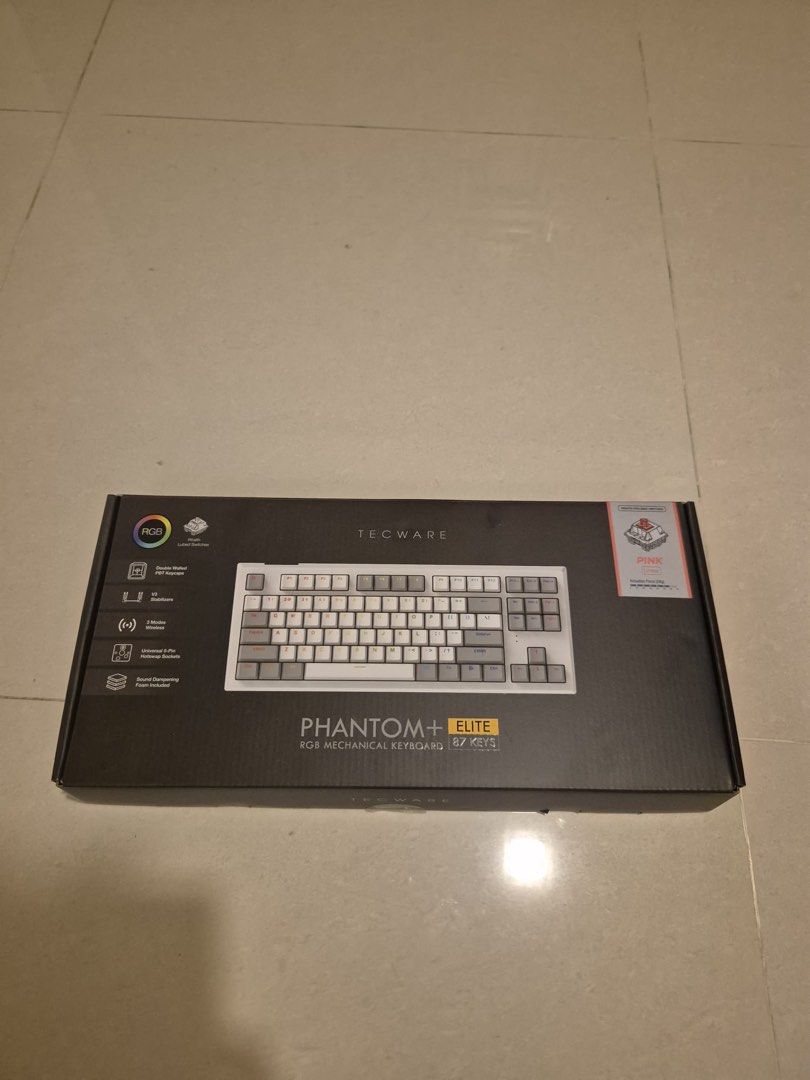 Tecware Phantom+ Elite RGB Mechanical Keyboard  Pink Linear Switches + FREE Full Set Akko Blue Switches worth $2563220268250113113